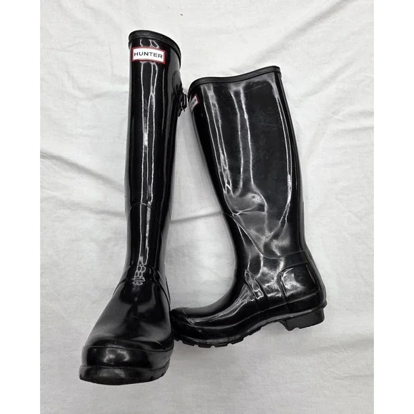 Hunter‎ Rain Boots Tall Black Original Gloss 4M/5F Waterproof