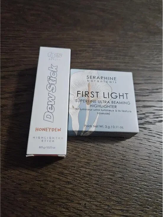 Seraphine Botanicals First Light Superfine Ultra Beaming Highlighter & CVS DewSt