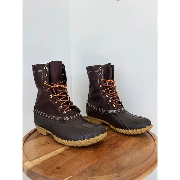 L.L. Bean Duck Boots Mens 10M‎ Brown Leather Waterproof Rain Snow Made in USA
