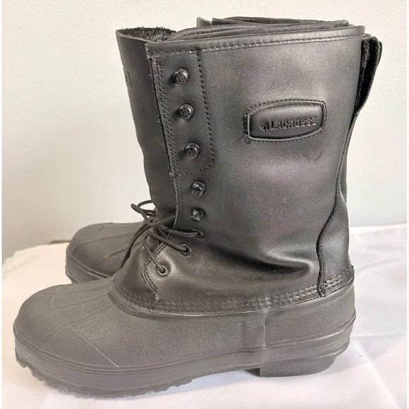 Lacrosse Mens Leather Iceman Winter Boots Size 12  Black Insulated Snow Duck