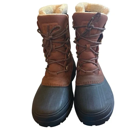 Helly Hansen Mens Brown Leather Insulated Snow Duck Boots Size 10 Lug Sole HH