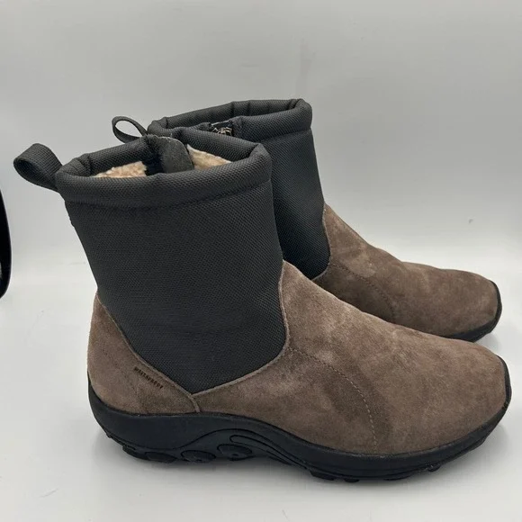 Merrell‎ Jungle Mid Zip Waterproof Mens 10 Boots Grey Suede Vibram 100 Gram
