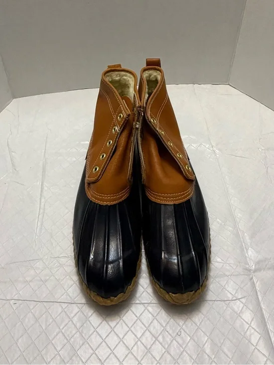 Sporto Men's Black Brown Waterproof Duck Boots Rain Snow Leather Size 9 Good