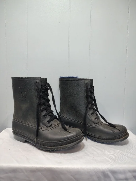 Sorel Kaufman Canada Black Rubber Rain Boots Men’s 8 Insulated Wool Lined