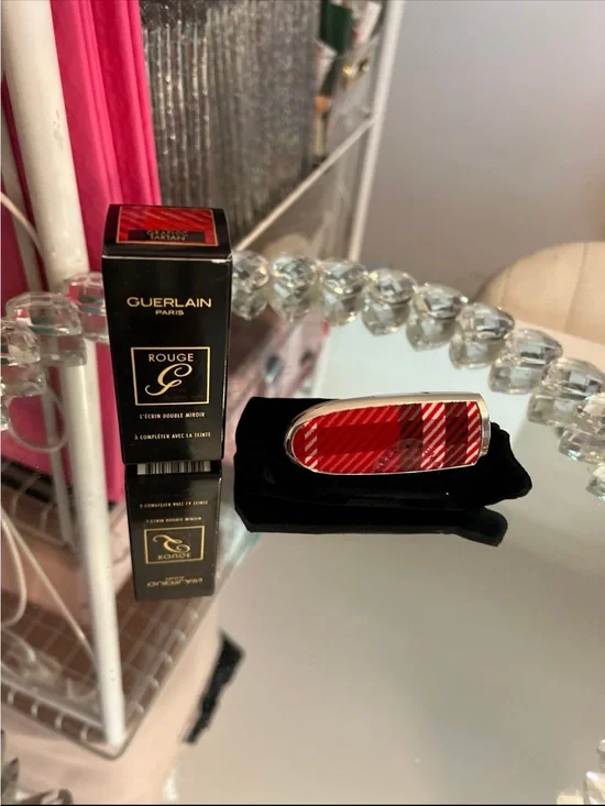Guerlain Rouge G Red Lipstick Case - Graphic Tartan