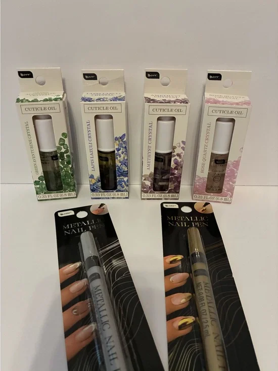 b.Pure Crystals Cuticle Oil & Metallic Nail pens  bundle