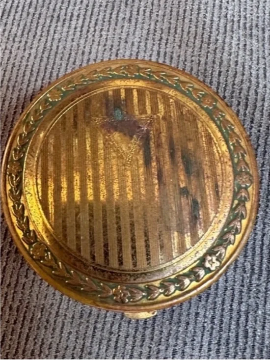 Vintage Djer-Kiss Gold Tone Metal Cosmetics Compact Missing Mirror