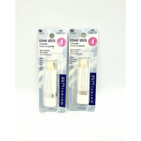 Lot Of 2 Maybelline Cover Stick Concealer 199 White Corrector 175K-06 ***READ***