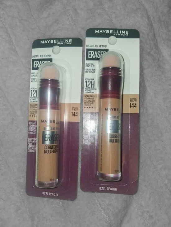 Lot of 2 Maybelline Instant Age Rewind Eraser Concealer 144 0.2 fl oz 6ml Medium