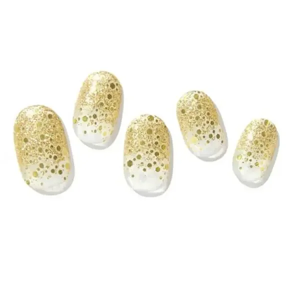 Zinipin Gellight Semi Cured Gel Nail Strips Goldway CB00071 Gold Glitter Dots