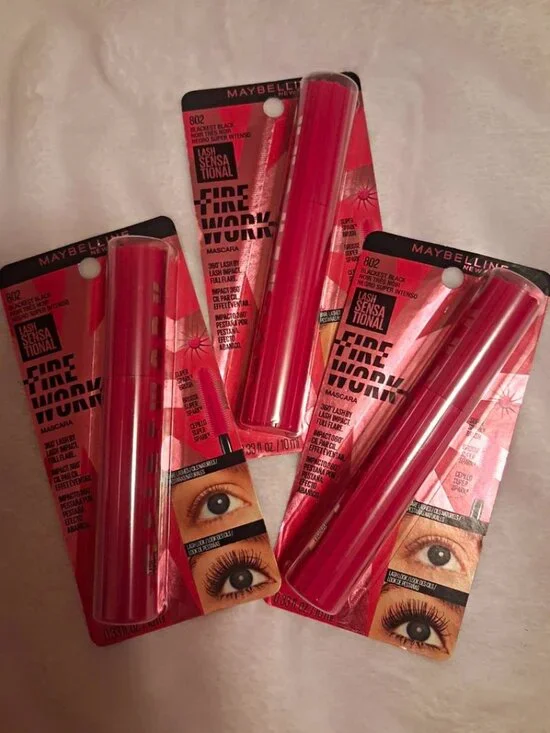 Maybelline Lash Firework Mascara Blackest Black Washable 0.33 Lot Of 3