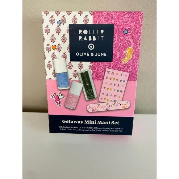 Roller Rabbit Olive & June Getaway Mini Mani Set Unisex OS Multi NWT