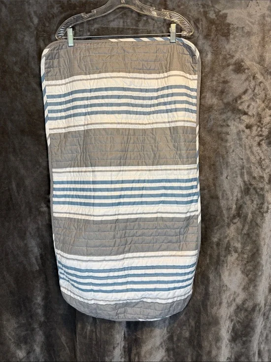 Set of 2 Striped Gray and Blue Quilted pillow cases