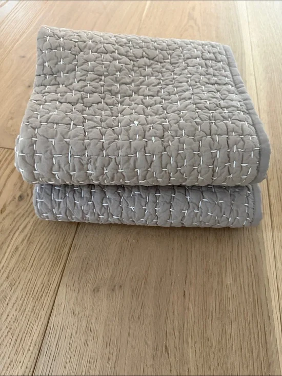 EUC Quince Organic Cotton Hand Stitched Quilted King Shams (Set of 2)