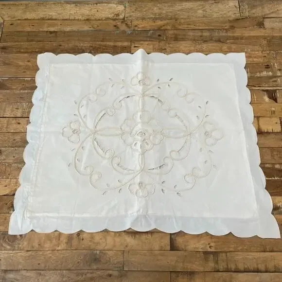 Ivory/ Beige Cotton Embroidered Lace Pillow Sham 19