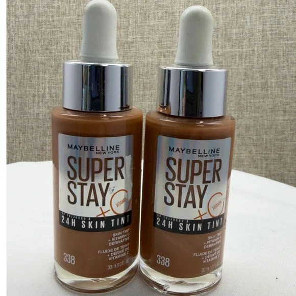 2PK‎ Maybelline Super Stay 24H Skin Tint Vitamin C Foundation 338 Deep 1oz Each