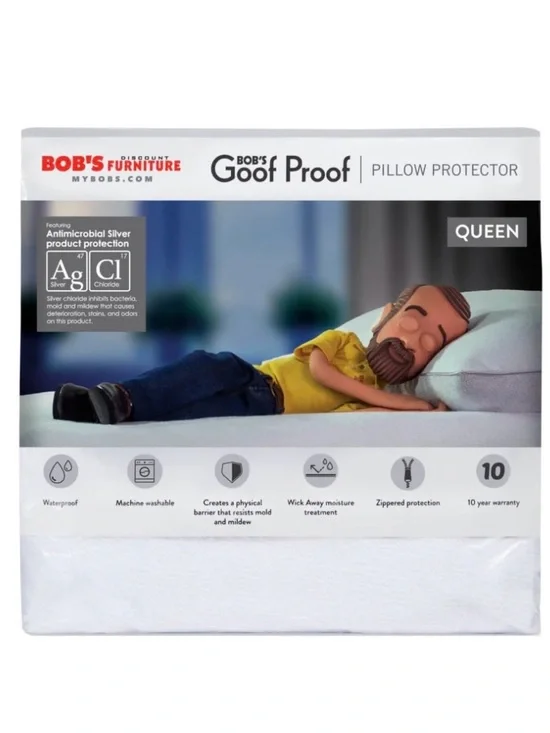 Bob's Goof Proof NWT Set of 2 Factory Sealed Queen Size Pillow White Protectors
