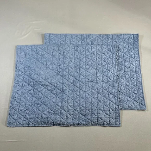 Set Of 2 Levtex Home Pillow Sham Standard Blue Quilted Diamond Bedding Cover