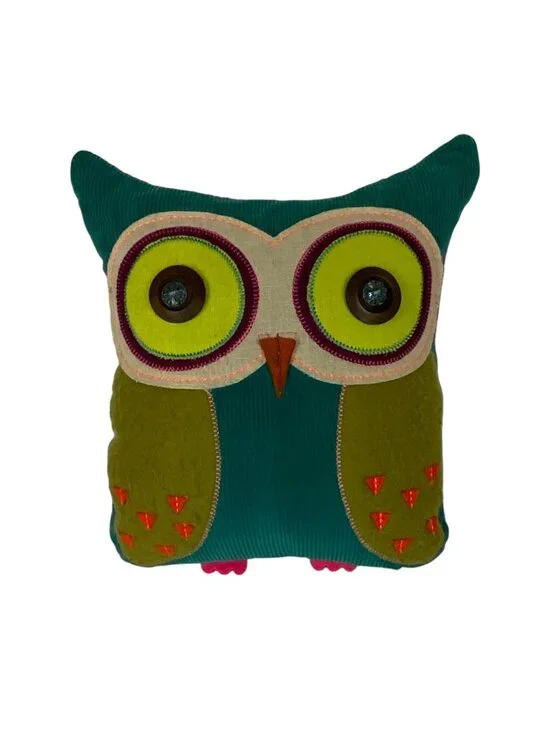 Owl-Shaped Decorative Throw Pillow With Embroidered 