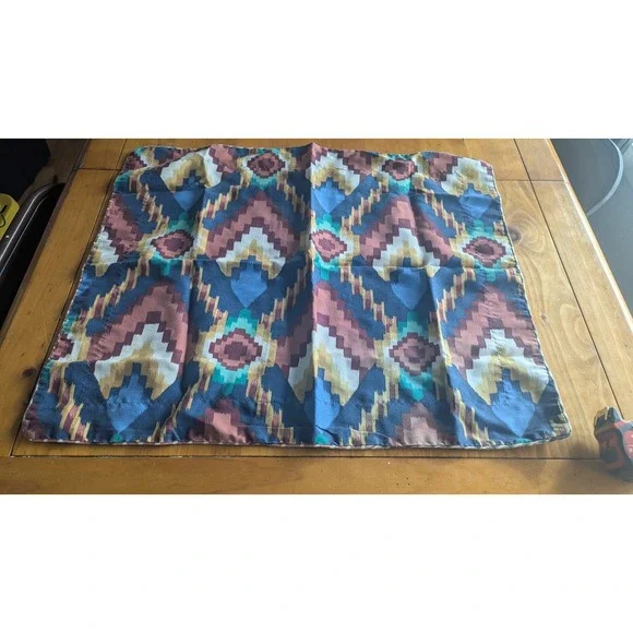 90 Southwestern Ikat Pillow Shams Set of‎ 2 Blue Brown Teal Geometric 26x30 Euro