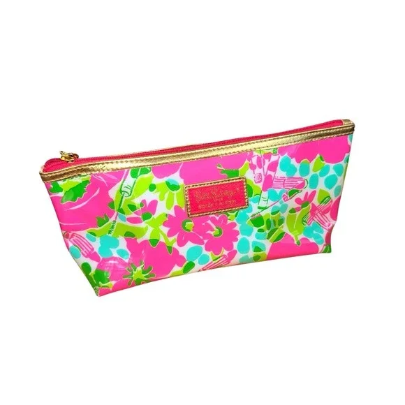 Lilly Pulitzer X  Estee Lauder‎ PRE-OWNED Bright Pink Floral Lipstick Makeup Bag