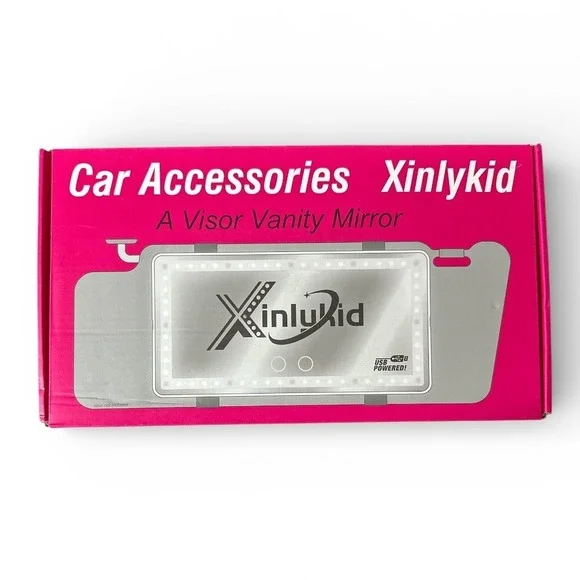 Car Visor Vanity Mirror‎ LED Rechargable Dimmable Day and Warm Light Makeup NIB