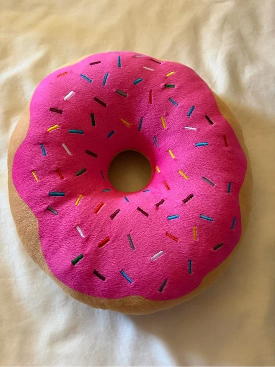 Plush Pink Donut Pillow with Colorful Sprinkles - Kids Room Decor