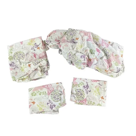 Laura Ashley Pink/Green/Orange Floral AOP Full Size Sheet Set + 2 Pillowcases