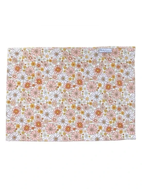 (RA) Minky Couture Pillowcase Boho Floral Retro 70s Pink Orange Ultra Plush NWOT