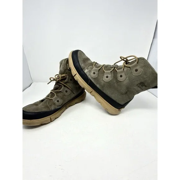 Sorel Explorer Waterproof Boots Men's 11 Suede Winter Hiking Sage Green NM4499