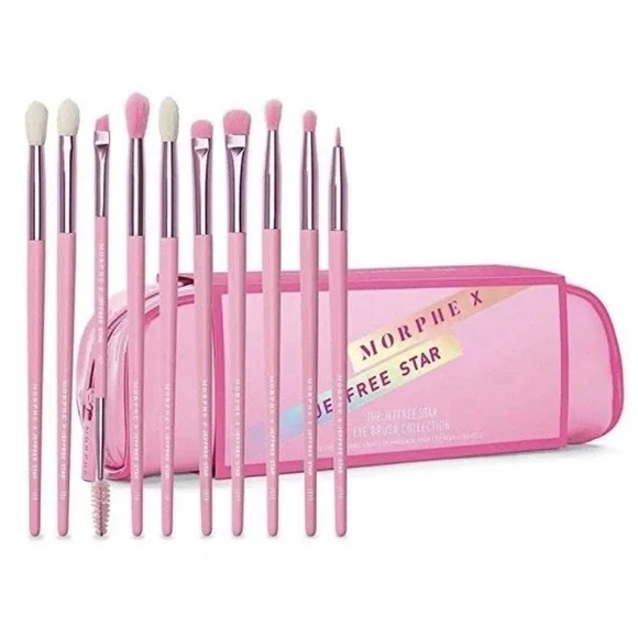 Morphe X Jeffree Star Eye Brush Set, Pink - 10 Pieces‎