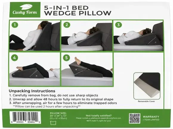 Cushy Form Grey Orthopedic Bed Wedge Pillow 22