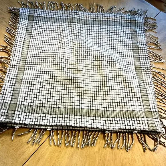 VTG Ralph Lauren Yorkshire Rose Wool Euro Sham Pillow Cover Fringed Plaid 25