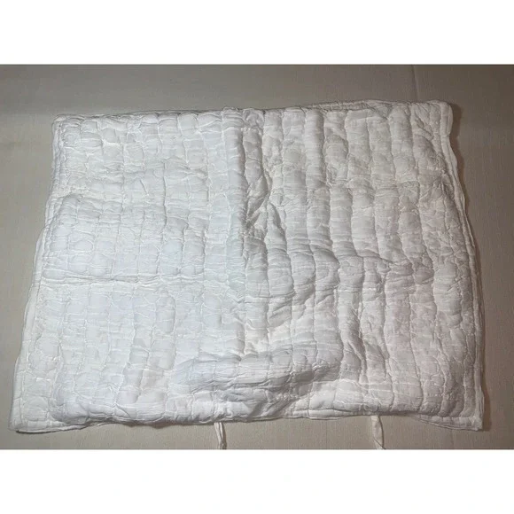 Pottery Barn Ruched One (1) Standard Off White Cotton Pillow Sham 20 X 26