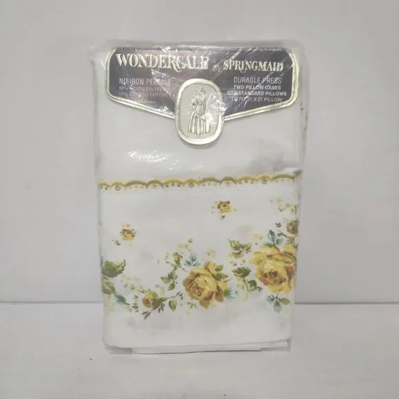 2-Pack Springmaid Wondercale Yellow Rose Standard No-Iron Percale Pillow Cases