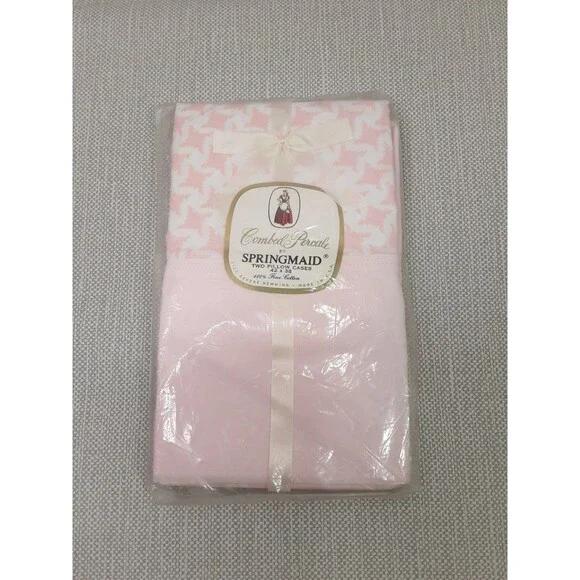 Springmaid Combed Percale Vintage Standard Pillowcases Cotton Pink White