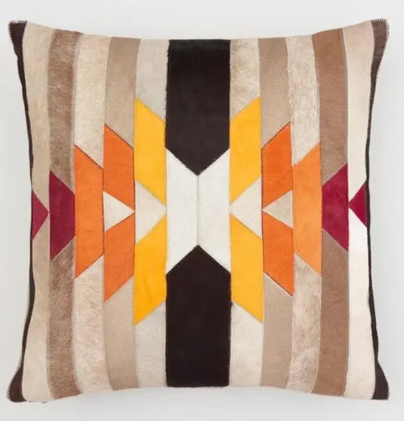 Southwest Solar Real Cowhide Patchwork Pillow World Market READ