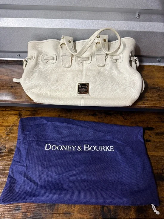 Dooney & Bourke CHIARA Hand Bag Purse White Pebble Grain Leather and Pink Great