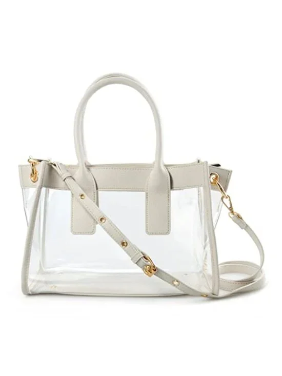 Clear PVC Satchel Handbag with Vegan Leather Trim Stadium Approved Purse