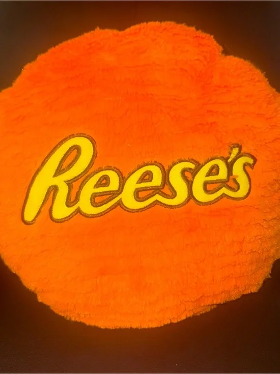 Reese's Orange Round Plush Decorative Pillow Embroidered Logo 100% Polyester