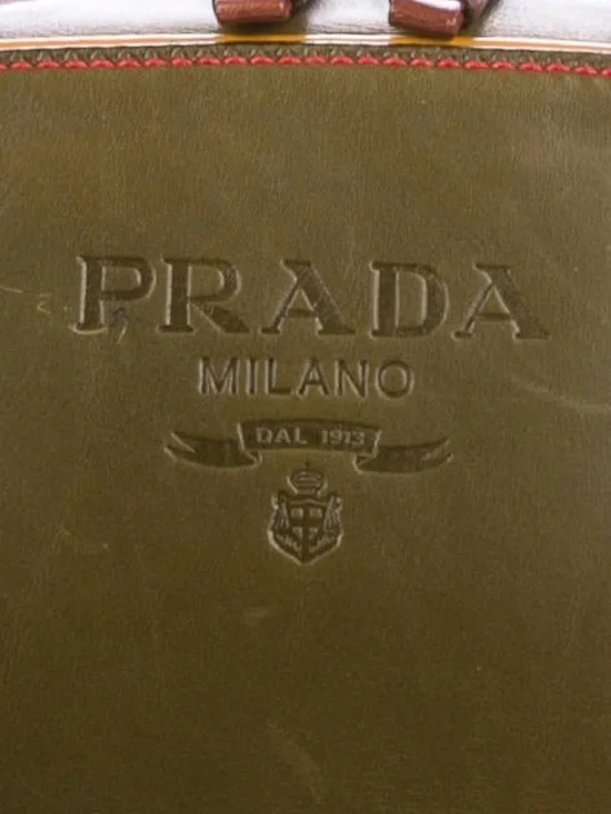 Olive green Vitello leather Prada bowler bag