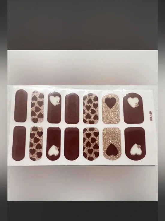 $1 brown and Gold Heart Nail Wraps $1 WITH ANY $10 ORDER OR MORE