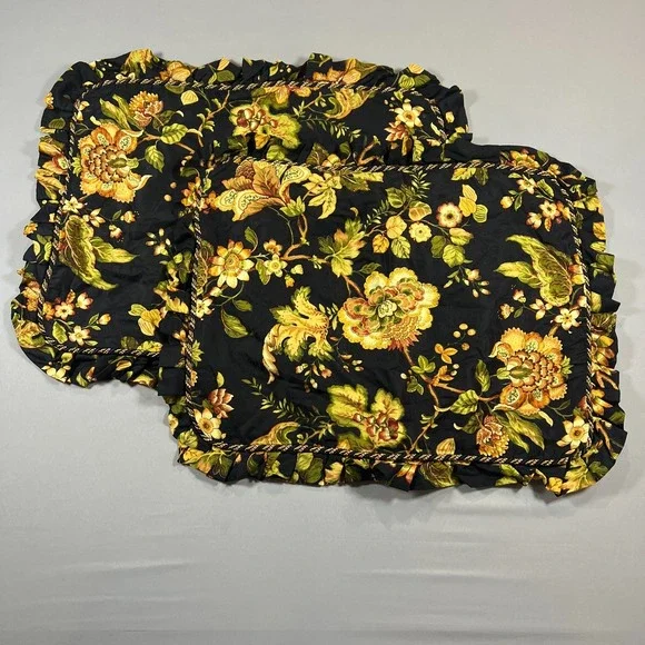 Set Of 2 Croscill Home Standard Pillow Shams Multi Floral Cotton Bedding Decor