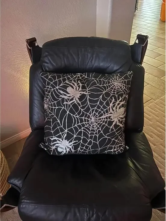 Halloween Pillow  Black  Spider Web Halloween Pillow