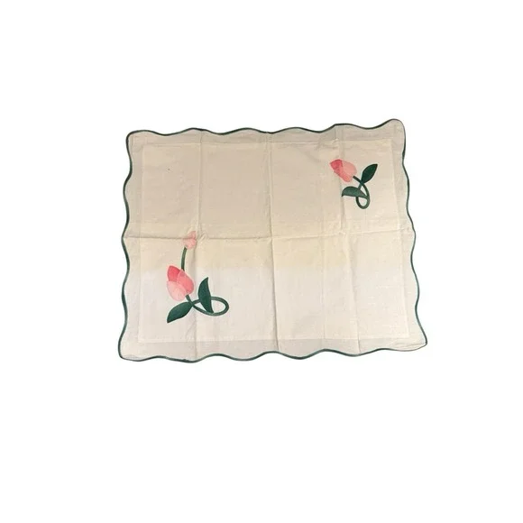 Vtg Hand Applique Floral‎ Cut Out Envelope Pillow Sham Case Pair 21 X 27