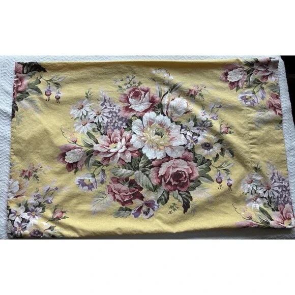 Pair Of 2 Ralph Lauren Standard Size Pillowcases Yellow Floral Sophie Brooke USA