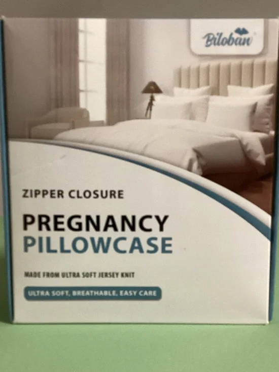 NWT Biloban Zipper Closure Jersey Knit Grey Hearts Print Pregnancy Pillowcase