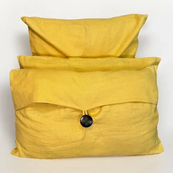 Pottery Barn Pillowcases Set 1 Euro 2 Standard Yellow Linen Decorative Farmhouse