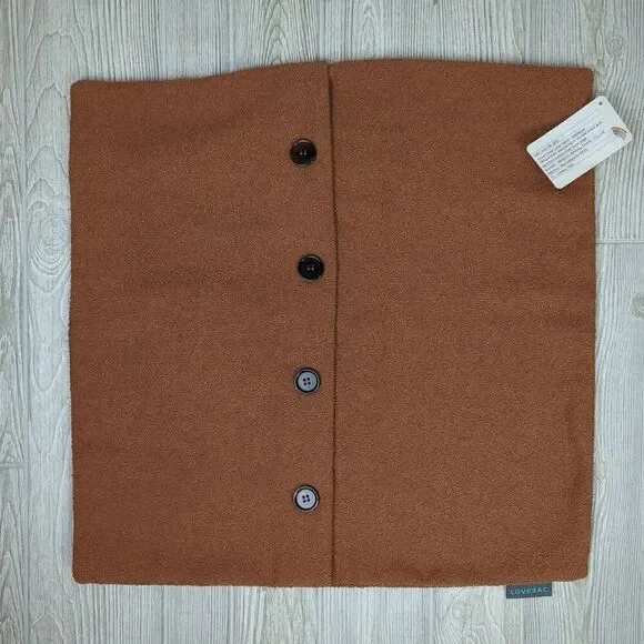 Brand New Lovesac Pillow Cover Sham With Buttons Brown Espresso