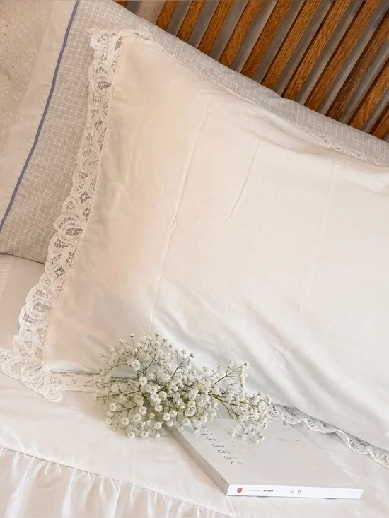 Vintage JCPenney Home Lace Pillow Shams 21x27 Cottagecore Romantic White Cotton